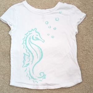 GAP White Short Sleeve Tee with Aqua Seahorse